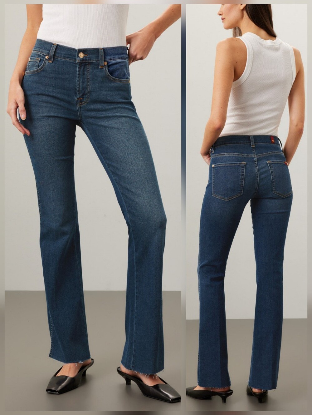 7 For All Mankind Bootcut Tailorless Jeans Front Zipper Leg Opening Size 28